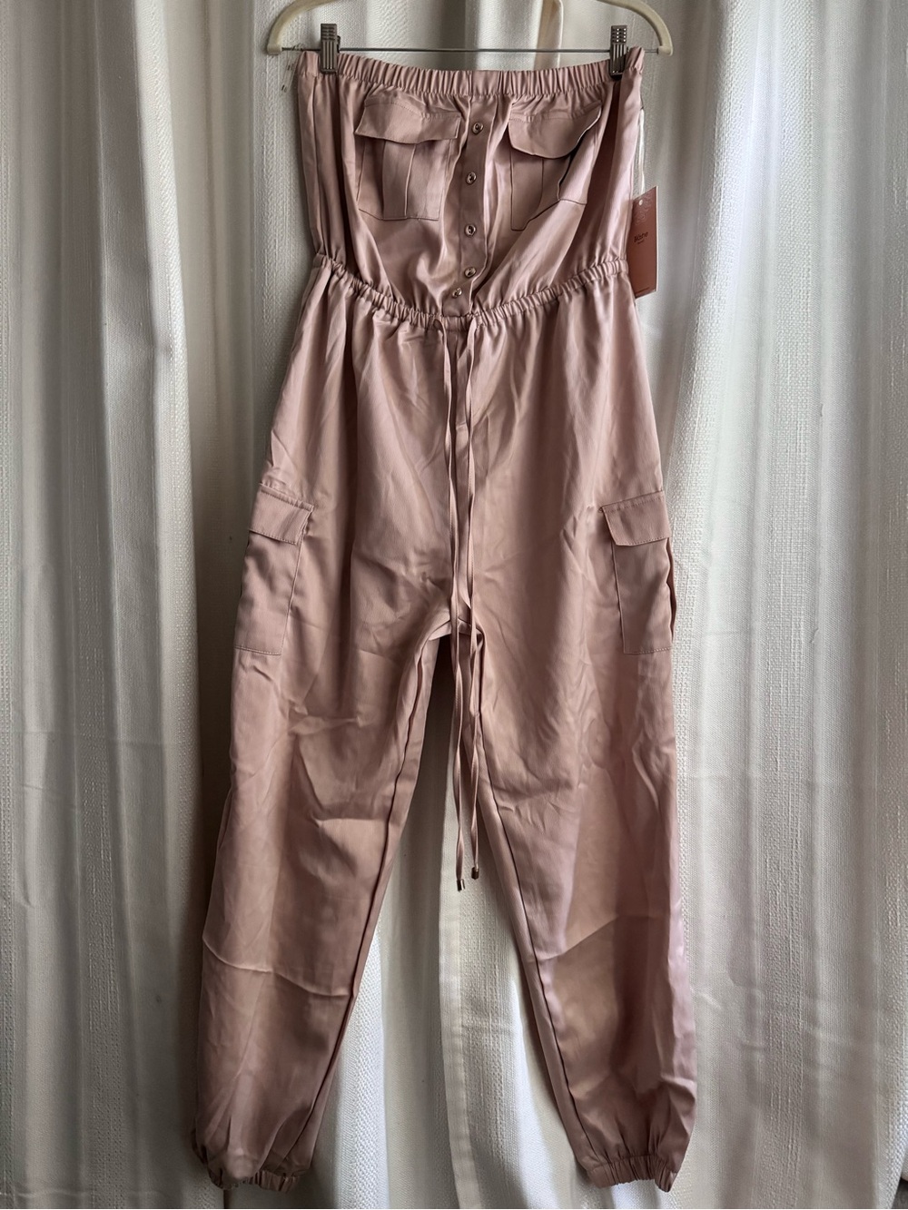 Strapless Utility Jumpsuit in Blush Pink